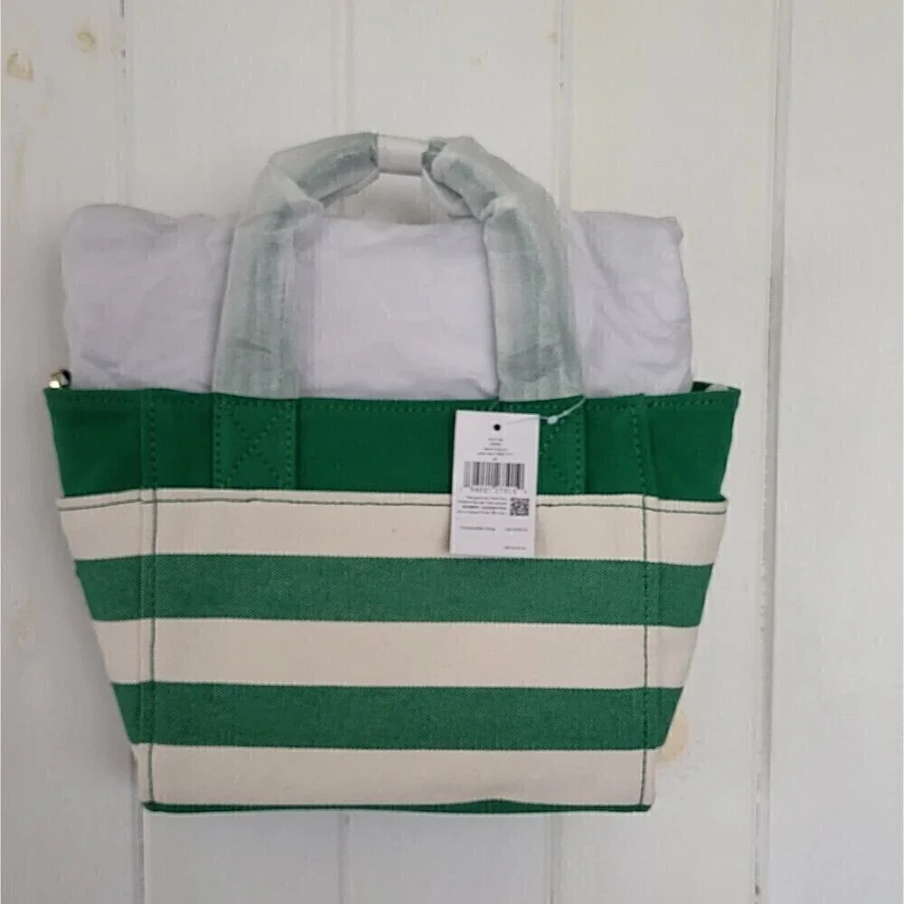 Kate Spade Jett Beach Time Stripe Small Tote in Green Bean